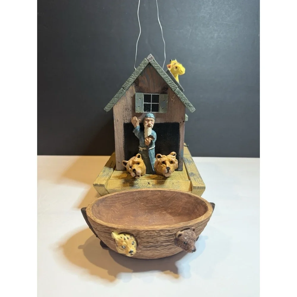 Rustic Noah's Ark Birdhouse & Feeder with Giraffes & Animal Bowl Set 8